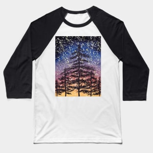 Forest silhouette on starry night Baseball T-Shirt